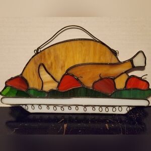 Thanksgiving Roast Turkey Stained Glass Hanger